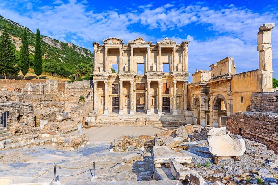 Kusadasi: Ephesus Ancient City, Ceramic Workshop & Shopping - Ephesus on foot: theater, Celsus Library, and the Temple of Hadrian