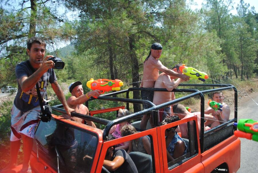 Kusadasi Jeep Safari w/ Lunch and Water Fight - Zeus Cave swim and Diamond Beach on Long Beach: two different flavors of sea time